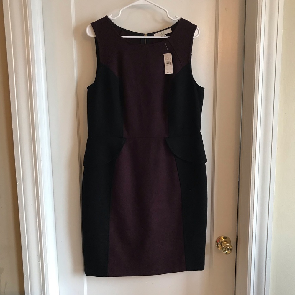 NWT Loft maroon and back peplum dress size 14